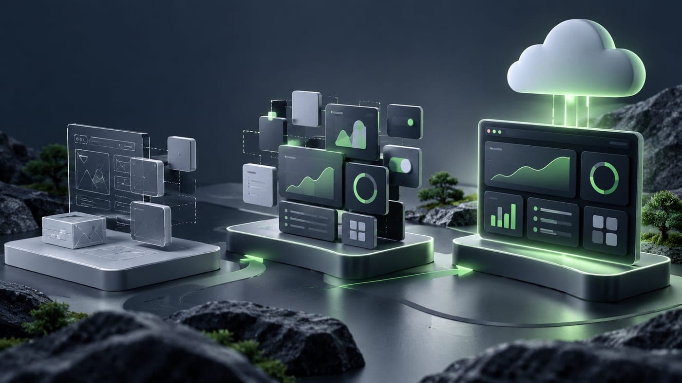 Modular software dashboard representing SaaS product development